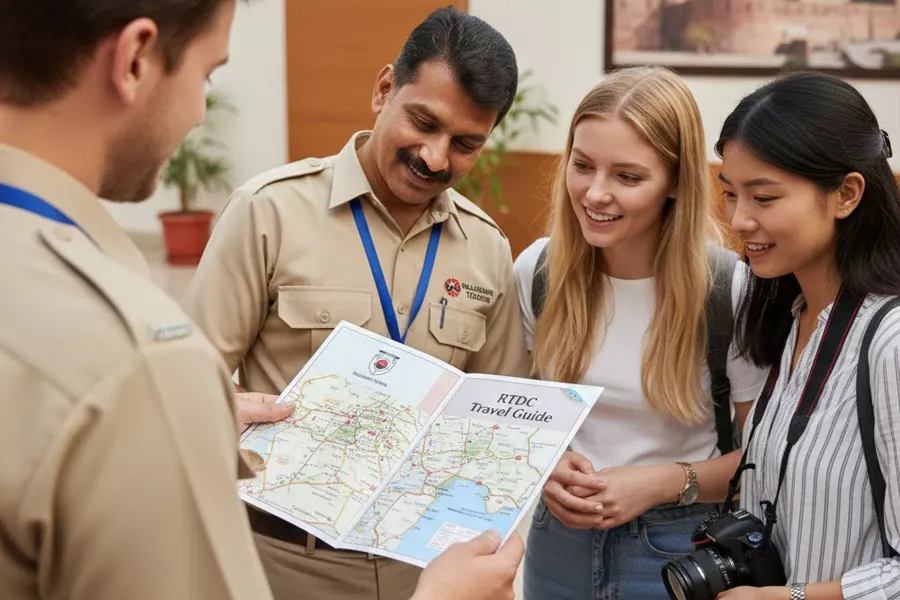 Rajasthan handicraft market with colourful traditional crafts for RTDC travel guide