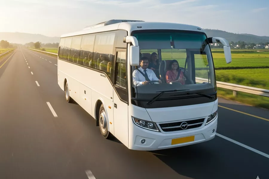 Modern luxury coach bus with air conditioning interior seating